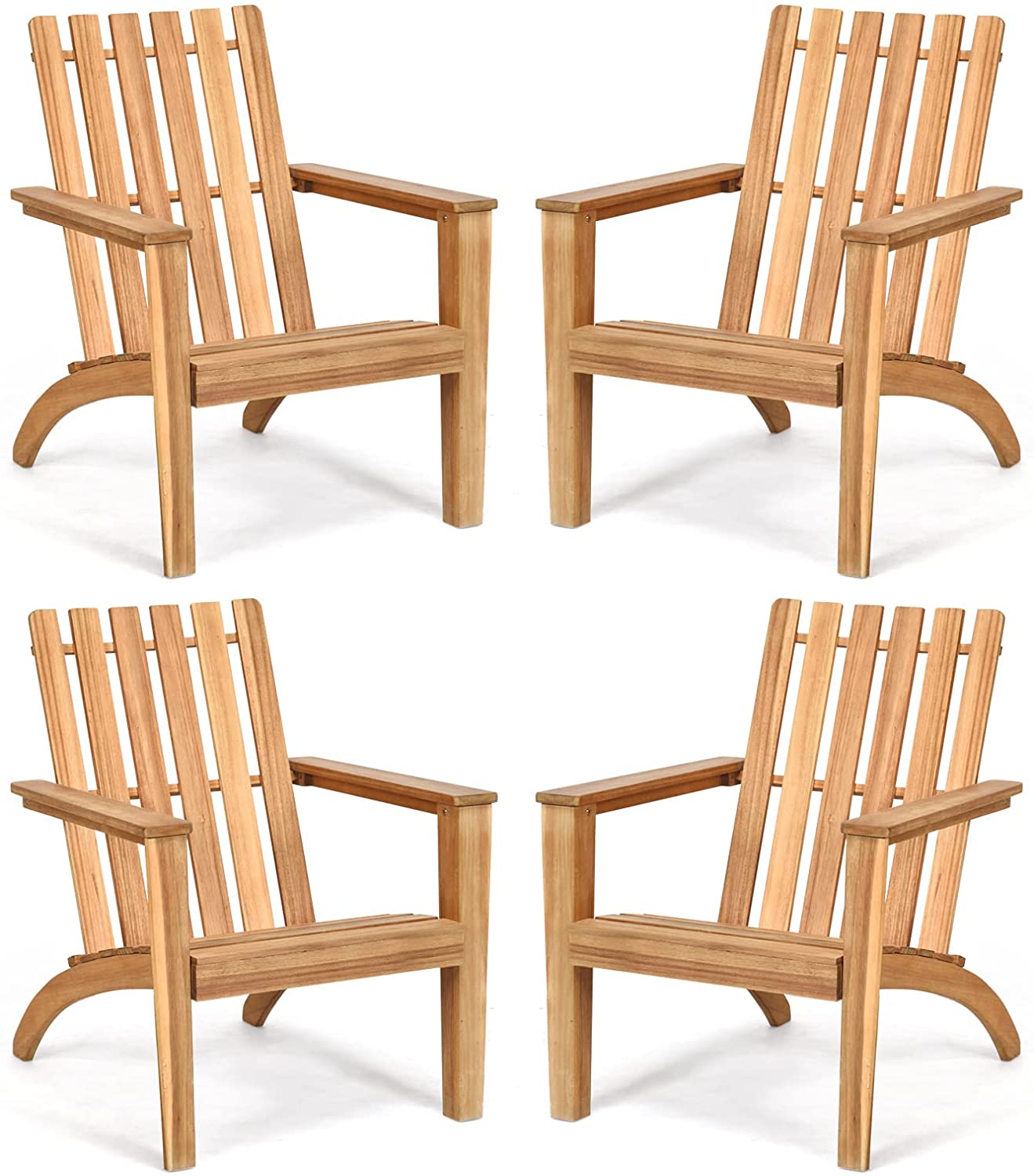 Adirondack Chair Acacia Wood Outdoor Armchairs - Tangkula